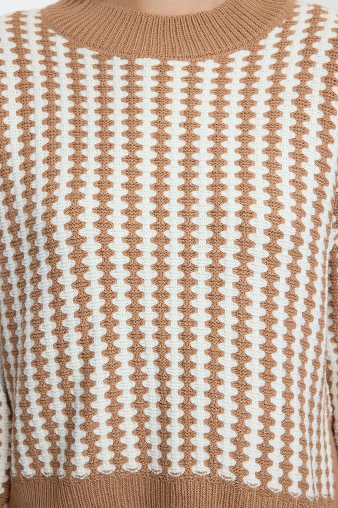 Women's Elegance Style Sweater Black Basic Striped Knitwear Sweater