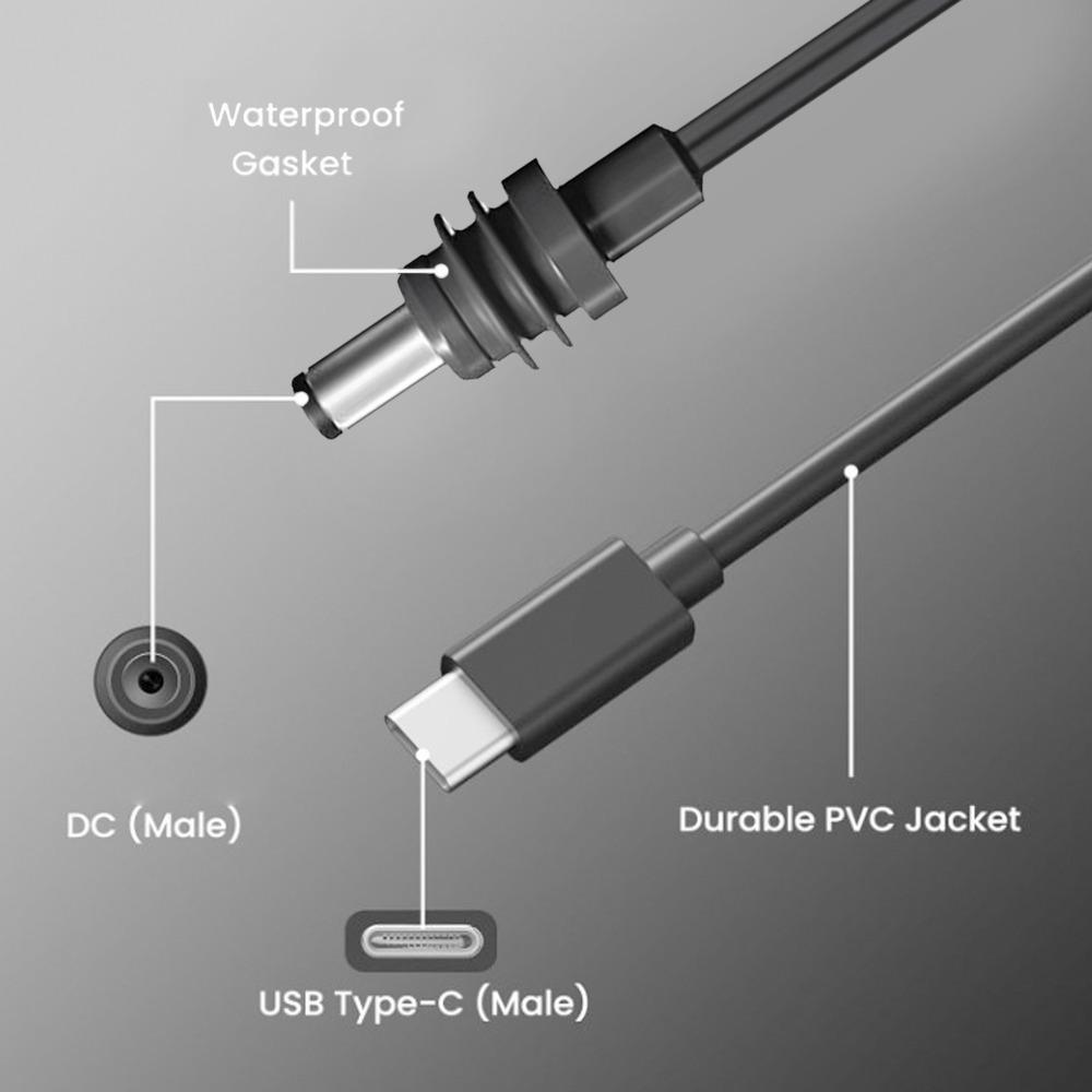 IP68 Water Resistant Satellite Type C to DC Power Cable Indoor Use and Outdoor Use
