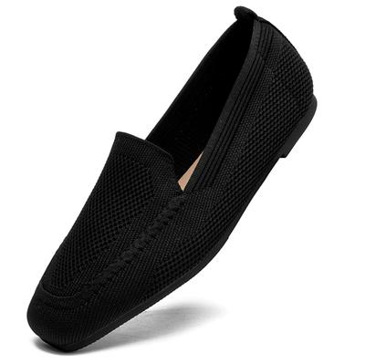 DADAWEN Вязаные туфли-лодочки на плоской подошве, удобные для ходьбы, для женщин, обувь, дышащие, легкие, для, работы, путешествий, вождения, черные, 22,5 см