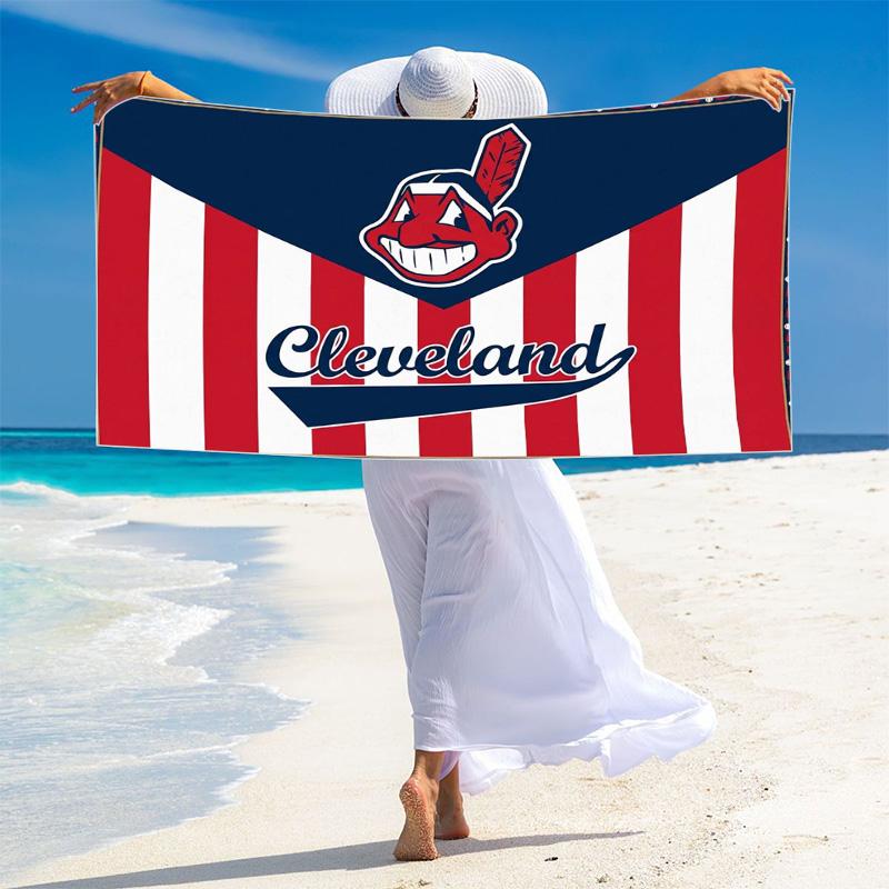 Пляжное полотенце с принтом Cleveland Indians, большое, мягкое, быстросохнущее, для пляжа, кемпинга, плавания
