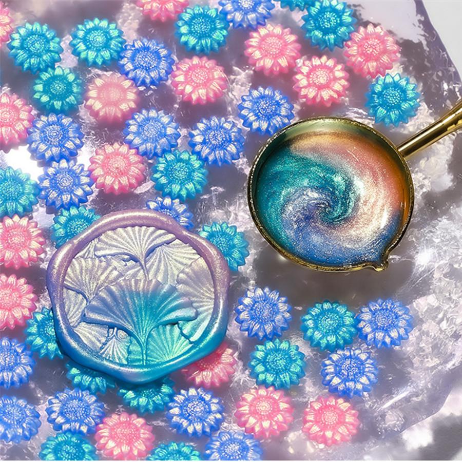 100 шт./пакет, воск для сургуча цвета Авроры, подсолнух, смешанные цвета, для свадебных приглашений, конвертов, упаковки винных подарков