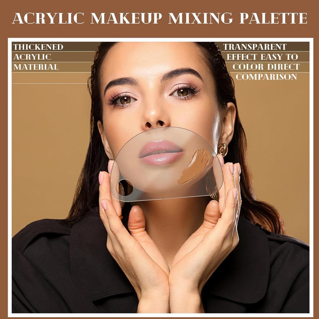 Профессиональная акриловая палитра для макияжа - лоток для смешивания тональной основы с отверстиями для пальцев, различные формы для косметической растушевки и нейл-арта