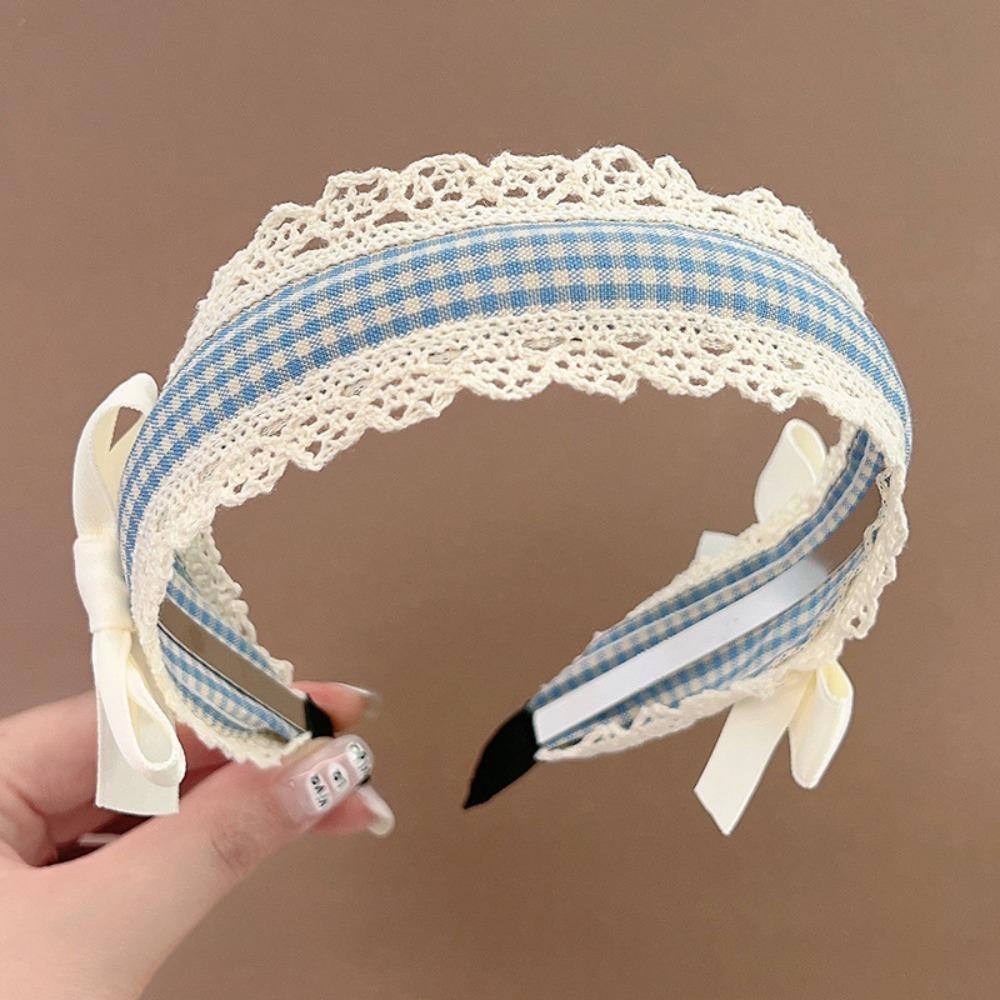 Non-slip Lace Bow Headband Elegant Hair Hoop Korean Fairy Headwear  For Women Girls Makeup
