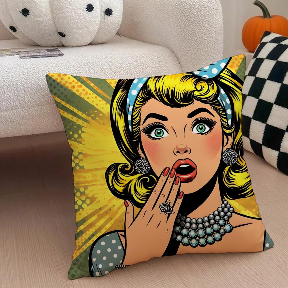 Classic Pop Art American Art RRoy Lichtenstein Cushion Cover Throw Pillow Cover Hidden Button Durable Polyester Chair Cushion