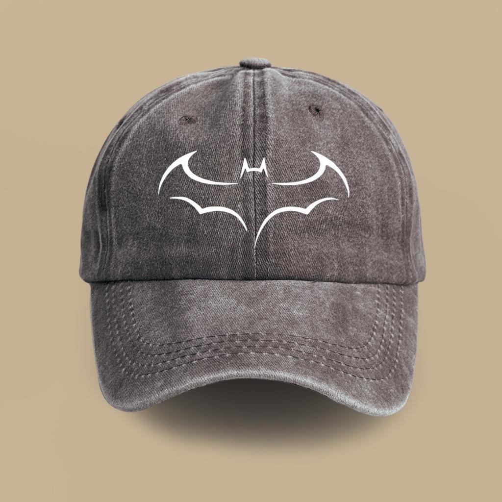 Retro washed soft top hat trendy bat pattern casual cap spring and summer outdoor versatile travel baseball cap
