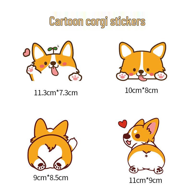 Cartoon Corgi Dog Stickers for Cars & Motorcycles - Rainproof