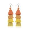 Bohemian Rainbow Earrings Colorful Braid Dangle Earrings Handmade Layered Tassel Earrings  Women