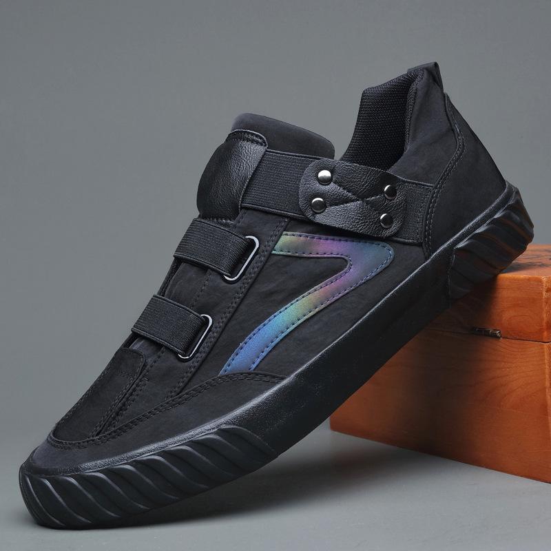 Мужские высокие парусиновые кеды Мужские 2025 Новые Весна Осень Топ Кроссовки На шнуровке Высокий стиль Однотонные Мужские Черные Туфли665