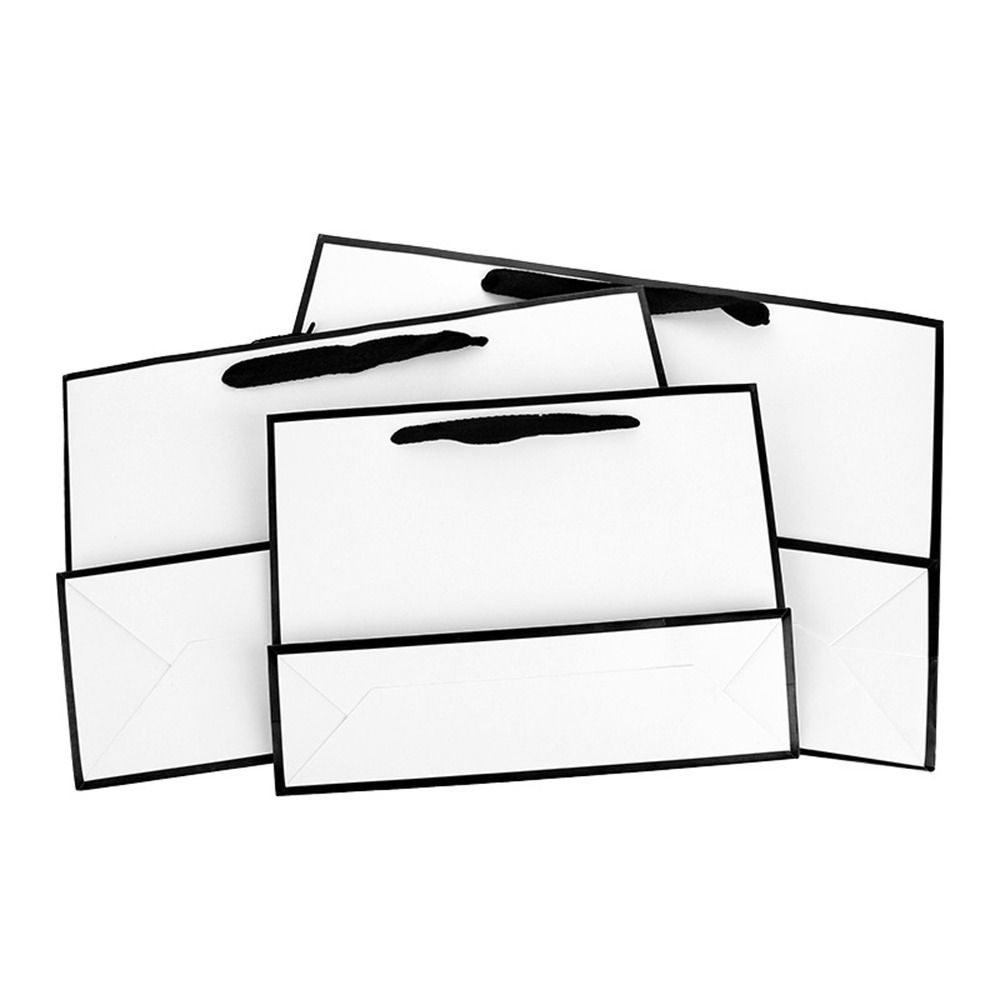 Multi-size Paper Bag White&Black Handhold Shopping Bag Gift Packaging Bag Wrapping