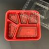 Disposable Rectangular 5-Compartment Lunch Boxes with Lids