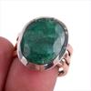Emerald(Simulated) Handmade 925 Sterling Silver Jewelry Two Tone Ring S.7 H7u55