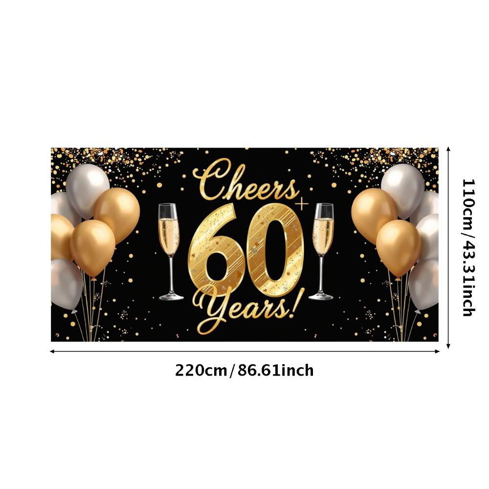60th Anniversary Banner Cheers to 60 Years Backdrop Glitter Party Decoration Birthday Wedding Event Photography Background Props