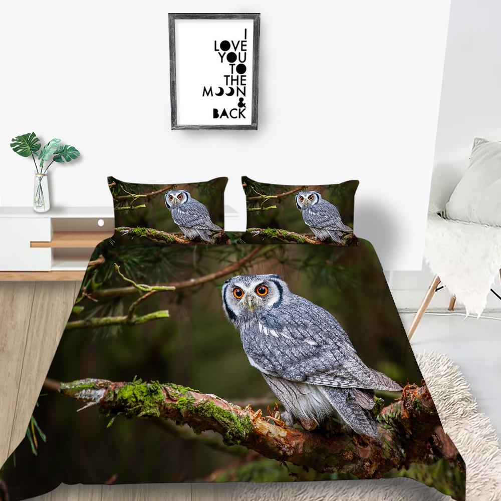 Комплект постельного белья серии «Сова» Постельное белье для спальни Одеяло и наволочка Простыня/двуспальная кровать Полный размер 2/3 шт. Украшение дома