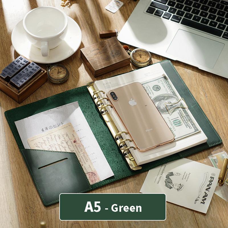 Leather Journal Planner Multifunctional Handmade Notebook Retro Metal Spiral Diary Rope Travel Book School Office A5 A6 A7