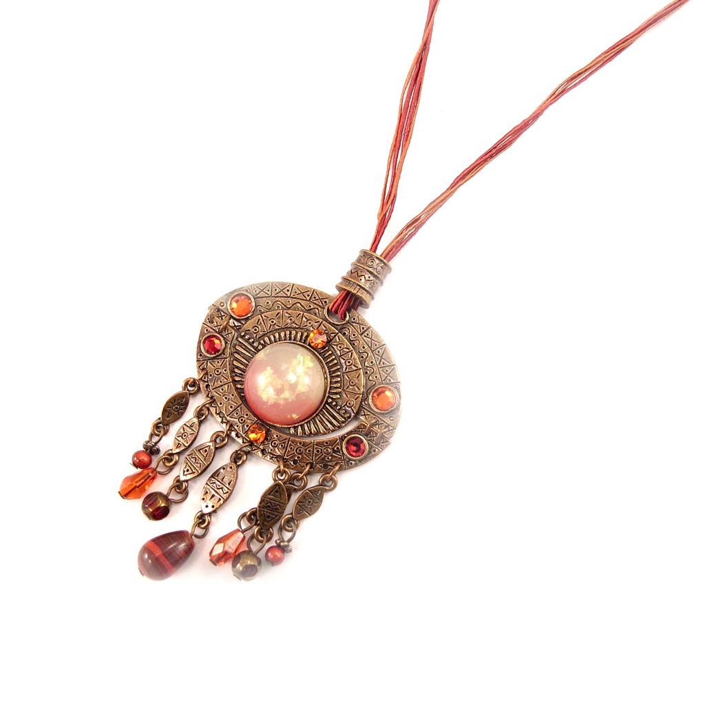 Les Trésors De Lily [D3405] - Designer Necklace 'Matahari' Red / Copper