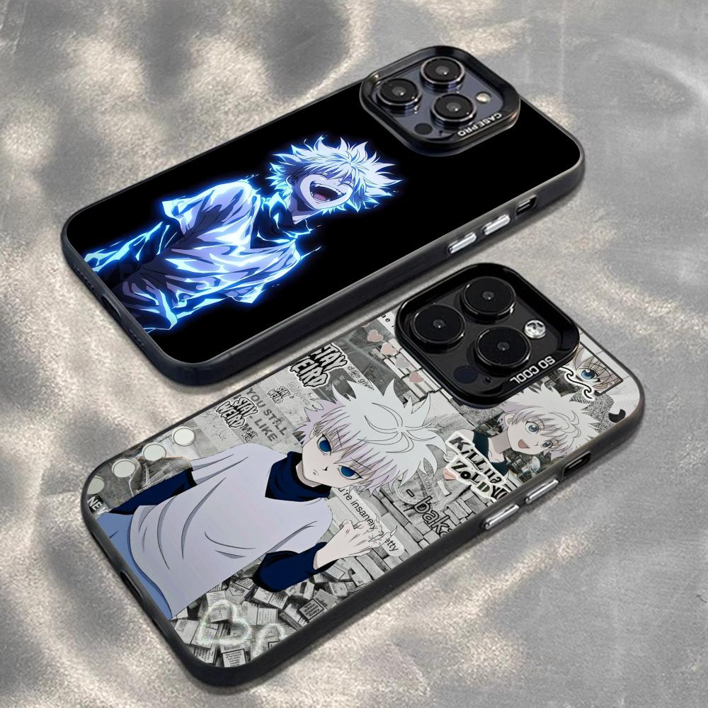 Killua Zoldyck Hunters X H pattern Phone Case Magnetic IMD Colorful Silver case for iPhone 17 16 15 14 13 12 Pro Max