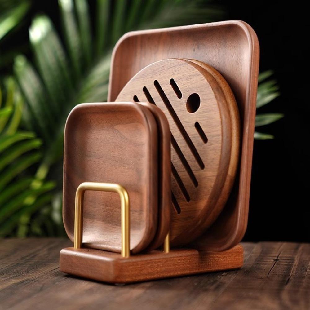 Stable Cutting Board Storage Rack Wood Base Wood Metal Cookware Holder Pots Pan Lids Rack  Kitchen