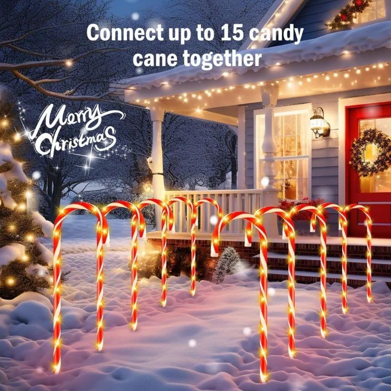 Уличные рождественские светильники для дорожки «Леденец» со стойками для украшения двора, лужайки, сада, праздника, Нового года