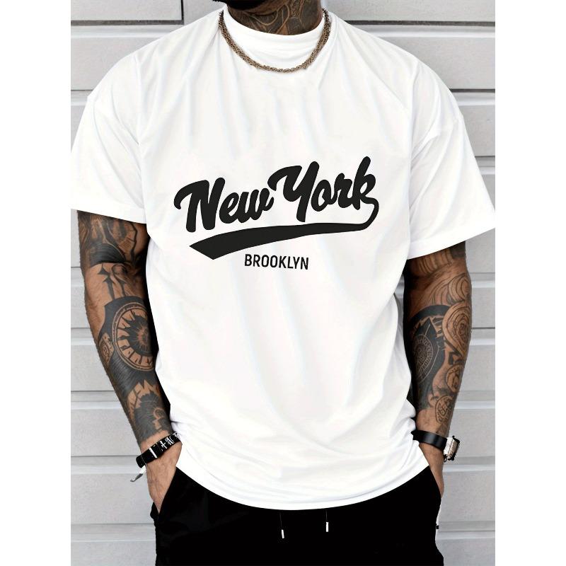Европейские размеры Мужская футболка с принтом New York Brooklyn - Повседневная уличная футболка с коротким рукавом с надписью NYC