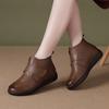 Новые женские ботинки 2024 года Женские ботинки из натуральной кожи Теплые плюшевые зимние ботинки Мамины туфли на плоской подошве Модные ботильоны с мягкой подошвой для женщин