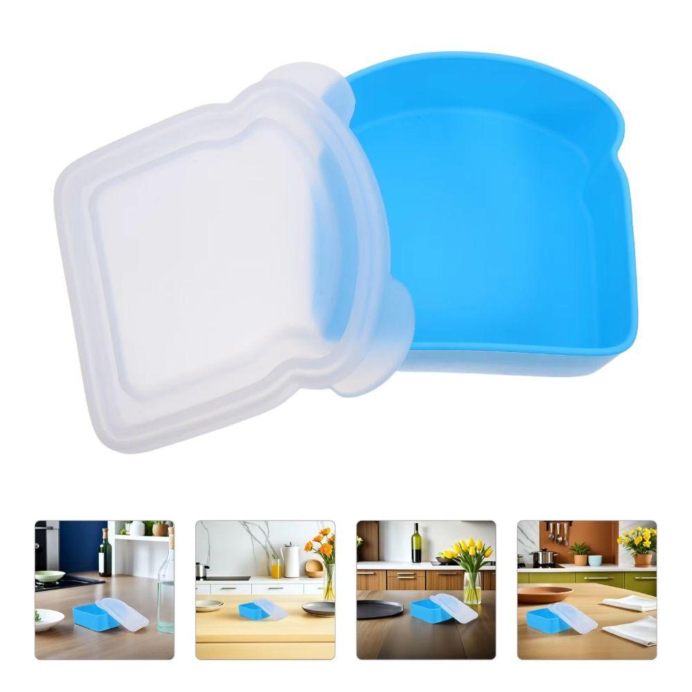 Toast Shaped Silicone Sandwich Box Airtight Prep Keeper Dishwasher Safe Food Container  For Office
