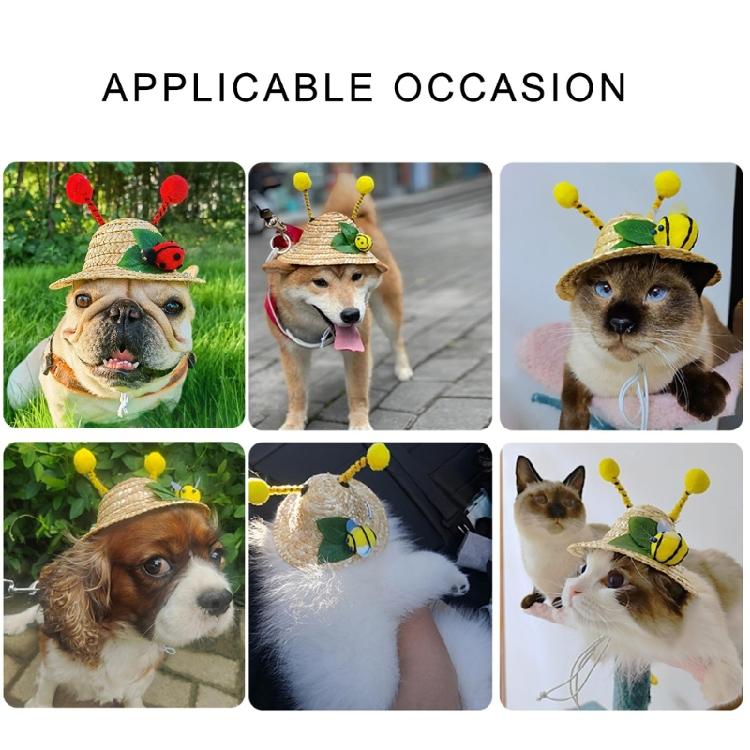 Fashion Pet Woven Straw Hat Cats Beach Parties Straw Hat Dogs Costume Hat for Small Dog Puppy Cats Accessories