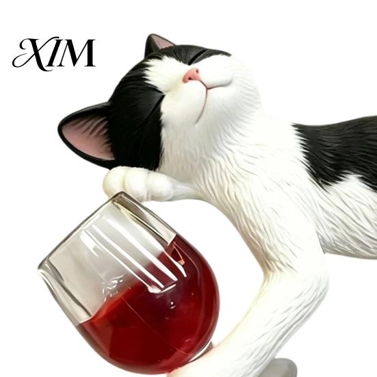 Decorative Kitten Figurine Drunken Cat Statue Planter Hanger, Whimsical Flower Pot Ornament, Funny Home Accents Resin Cute for Edge Decoration