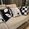 Ins Coffee Color Geometric Pillow Flower Sofa Cushion Office Chair Back Lunch Break Cushion Cream Living Room Cushion