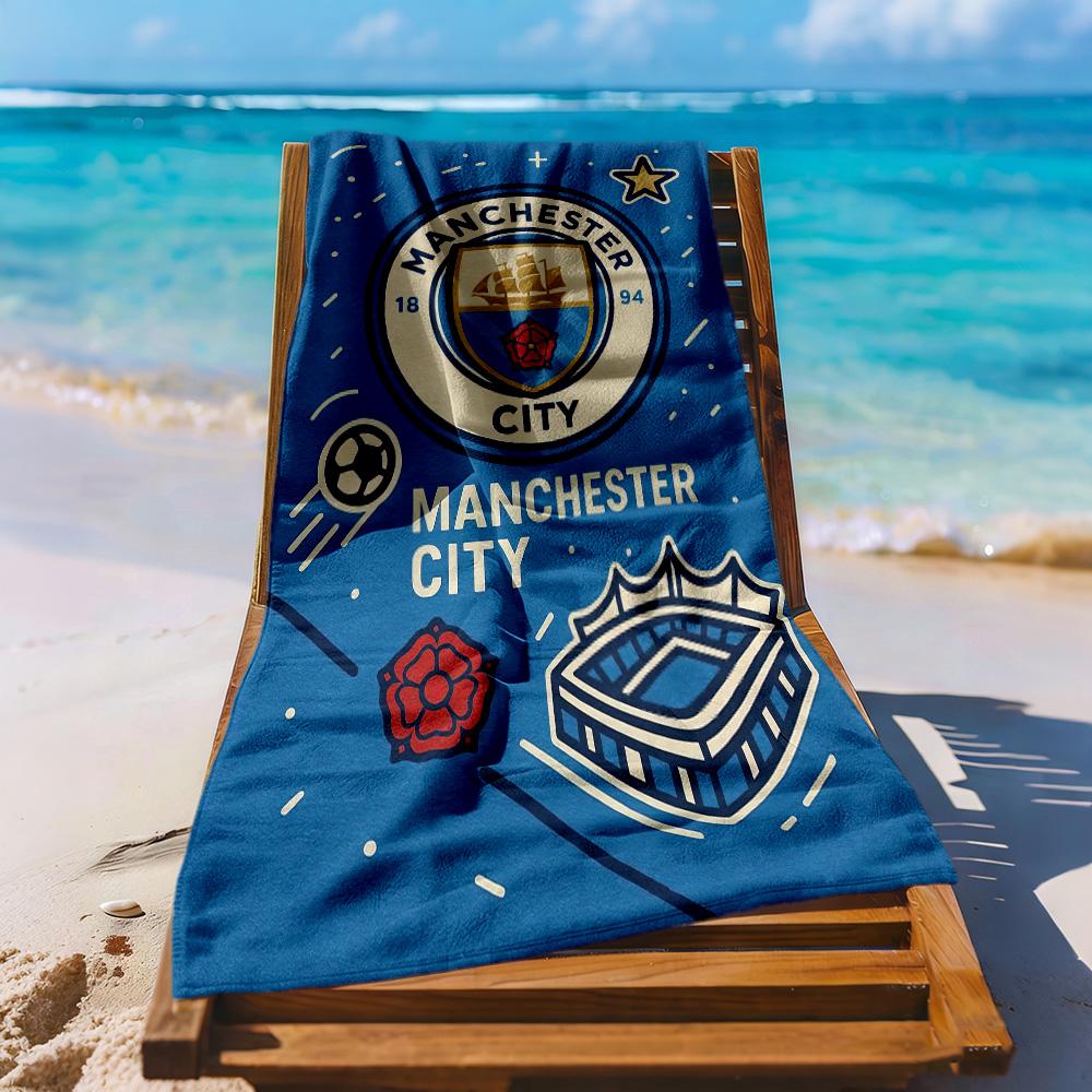 Manchester City Beach Towel Quickdry Soft Microfiber Comfortable Lightweight Suitable For Swimming Gym Camping Yoga Vacation