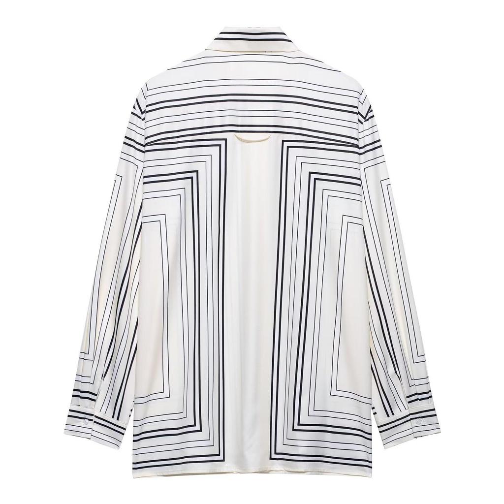 Женский летний костюм-двойка 2025: Универсальная рубашка с принтом и повседневные широкие брюки