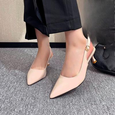 Туфли на высоком каблуке с острым носком, женские, летние, новые, с прямым ремешком сзади, с открытой пяткой, с мелким вырезом, босоножки-стилетто