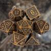 7 Pcs Yellow Dragon Metal Dice Solid Metal Polyhedral Dice Set Suitable for Role-Playing RPG  Board Game Card Game