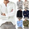 Fashion Men's Long Sleeve V-Neck Casual Beach Linen Shirt Men's Tops