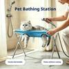 POKPAW Foldable Pet Grooming Table Portable Bathing Station Mesh Stand with Leg Holes for Small Dogs and Cats