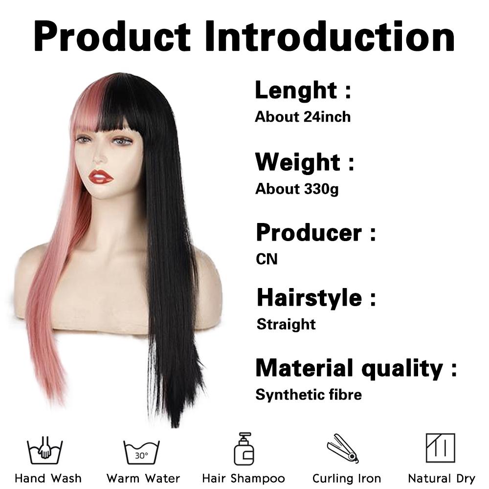 XINRAN Синтетические длинные прямые волосы полные парики с челкой для женщин повседневный костюм для вечеринки косплей