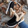 2025 New Snow Boots Women's Warm Fleece Flat Color-blocked Short High-top Plus-size Women's Boots