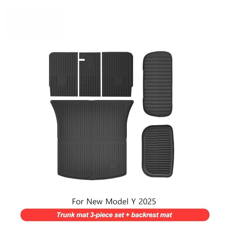 Коврики для пола и накладки на спинки сидений для новой Tesla Model Y Juniper 2025 Всепогодные Водонепроницаемые TPE Коврики в багажник Коврики для ног Автозапчасть