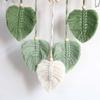 Nordic Handwoven Wall Hanging Tapestry with Shelf Leaf Design Home Decor Green 39x90cm