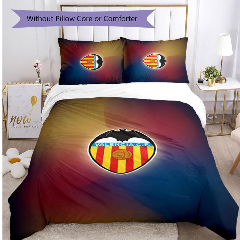 Valencia FC Printed 3PCS Bedding Set Breathable Duvet Cover with Pillowcases Decorative Bed Linen for Bedroom Home
