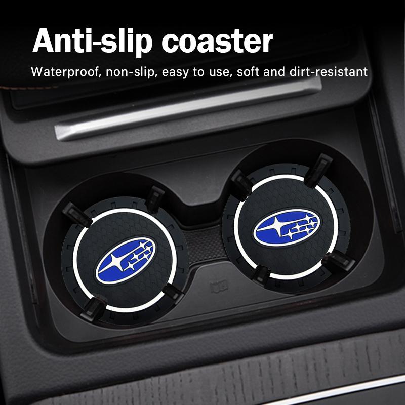 1/2pcs Silica Gel Car Coaster Water Cup Anti-slip Pad For Subaru XV BRZ WRX STI Forester Ascent Impreza Legacy Outback Levorg