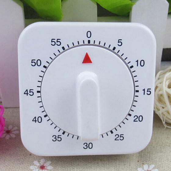 Novelty White Square 60-Minutes Mechanical Timer Reminder Counting for Kitchen MIT