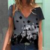 Летние женские выпускные вечеринки тематические 3D принтованные свободные футболки с V-образным вырезом женские