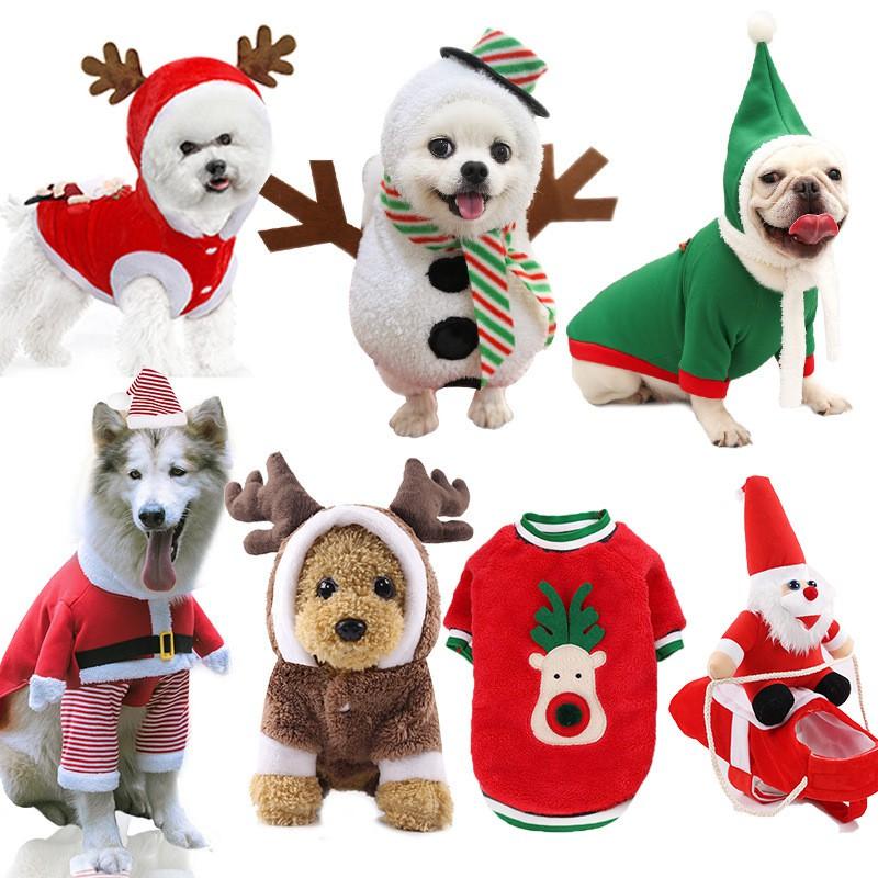 Pet Winter Costume Dogs Christmas Themed Outfit Two-Legged Coat Reindeer Snowman Santa Style