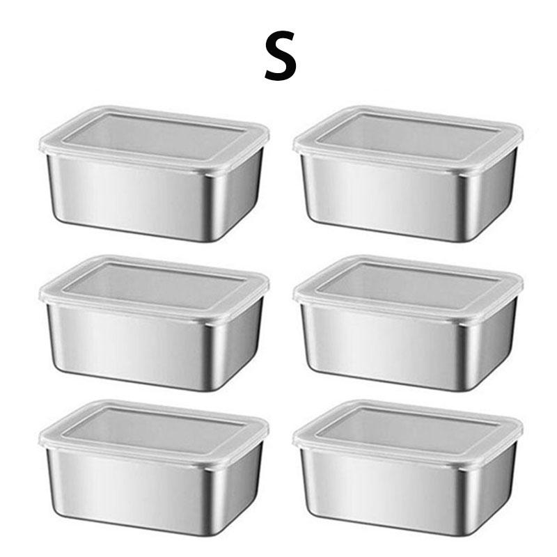Коробка для хранения продуктов из нержавеющей стали с крышкой, Штабелируемый контейнер для продуктов, Многоразовая коробка для хранения продуктов, Металлический ланч-бокс для офиса