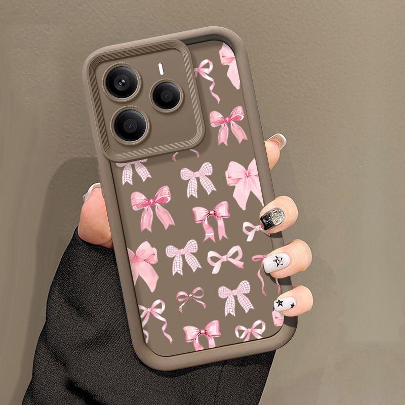 Ударопрочный чехол для телефона с принтом банта для Xiaomi 14T 13T Pro Poco X7 F6 X6 Redmi Note 14 13 Pro 12 11, силиконовая мягкая защита линз, матовая задняя крышка из ТПУ