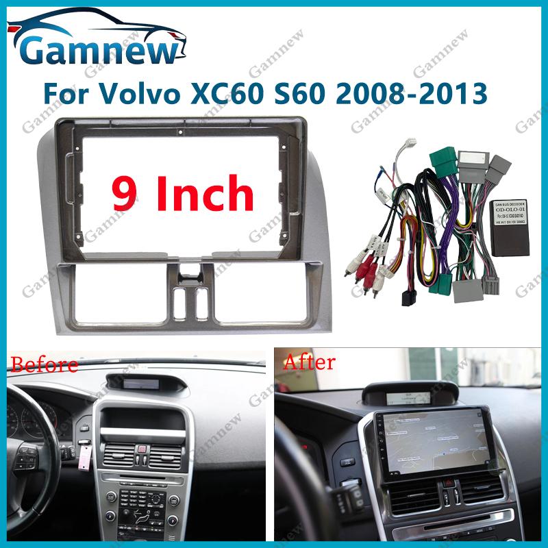 9 Inch Car Frame Fascia Canbus Box Adapter Android Radio Dash Fitting Panel Kit For Volvo XC60 S60 2008-2013