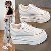 Popular Board Shoes Women's Thick-soled Heightening Women's Shoes 8cm Muffin Thick-soled Spring 2025 Leather Surface New Little White Shoes Women