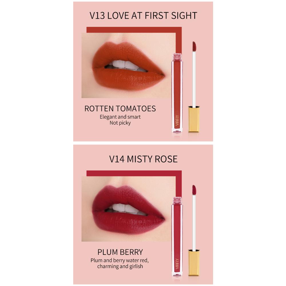 VIBELY Прозрачный стеклянный маленький тюбик Бархатная матовая глазурь для губ Матовая антипригарная блестящая перламутровая глазурь для губ