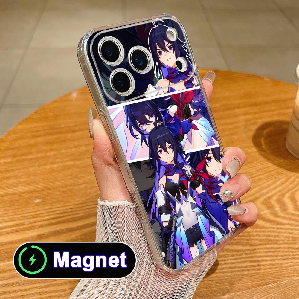 HSR Seele Прозрачный TPU Magsafe Чехол для Мобильного Телефона для iPhone 17 16 15 14 13 12 11 Air Pro Max Plus Mini Цветной Чехол