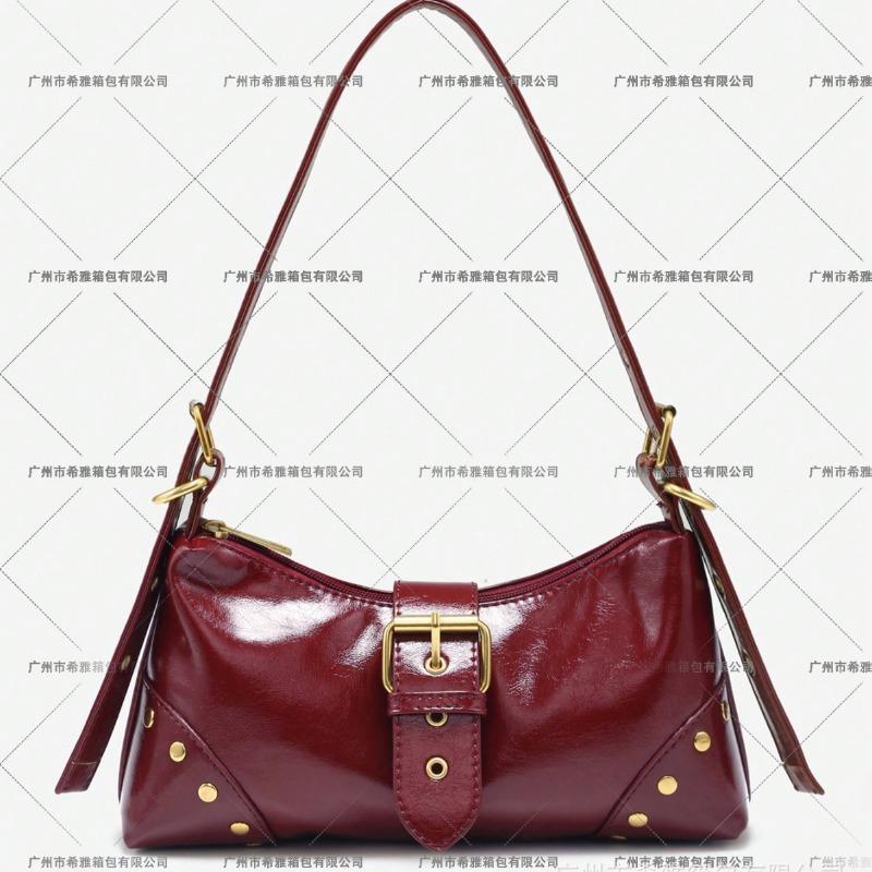 Женская винтажная сумка Merad Old Tinted Leather Locomotive Bag с заклепками, пряжкой, декоративная сумка-багет на плечо, под мышку